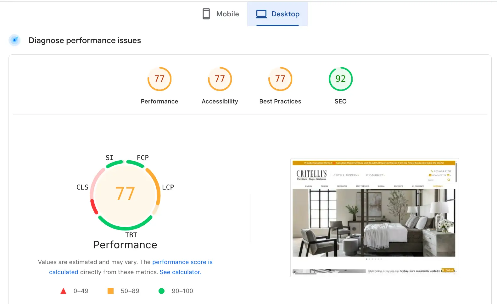 Critelli Furniture Desktop Score MicroD