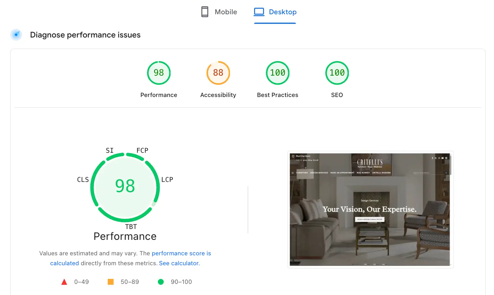 Critelli Furniture Desktop Score RA