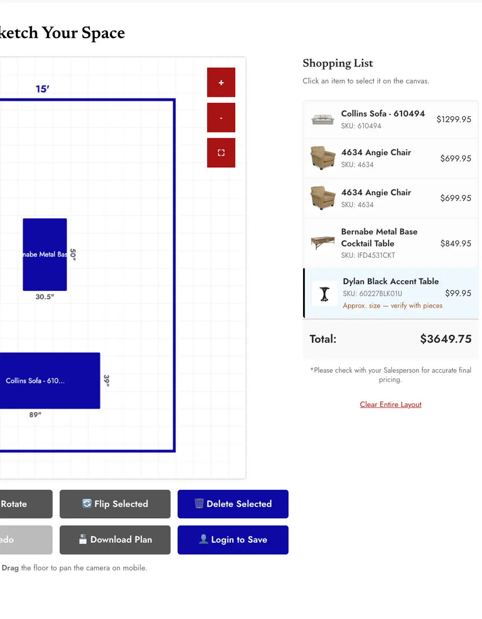 Real Time Shopping List Totals